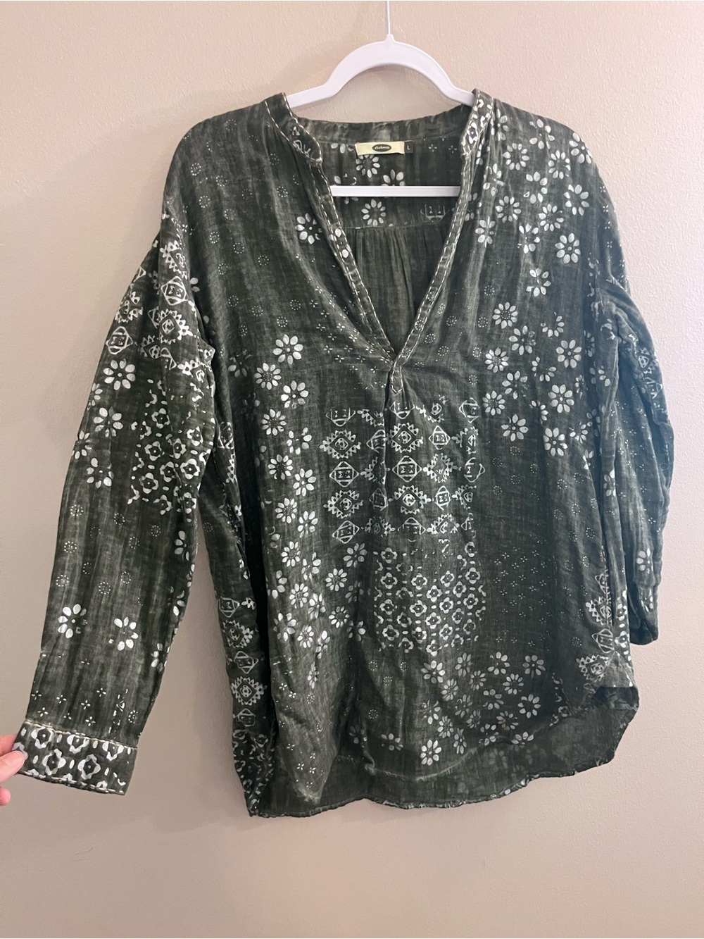 Dolma Olive Green with Floral Print tunic